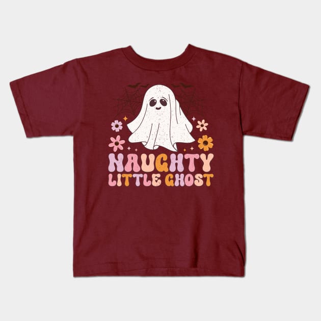 Halloween for girls little ghost Kids T-Shirt by Positively Petal Perfect 